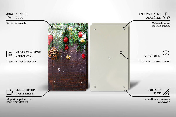 Kuchynská doska veľká zo skla Vianočná výzdoba