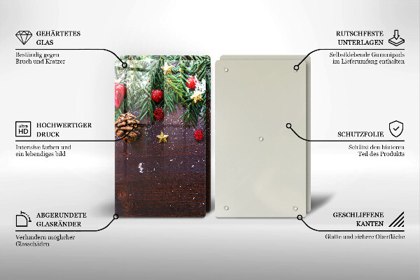 Kuchynská doska veľká zo skla Vianočná výzdoba