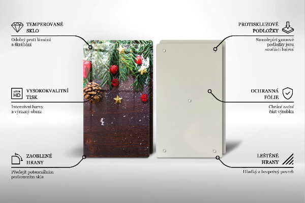 Kuchynská doska veľká zo skla Vianočná výzdoba