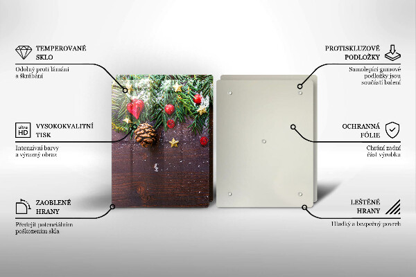 Kuchynská doska veľká zo skla Vianočná výzdoba