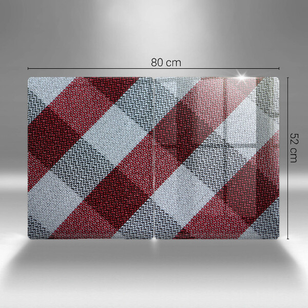 Kuchynská doska veľká zo skla Červeno-biely kockovaný vzor