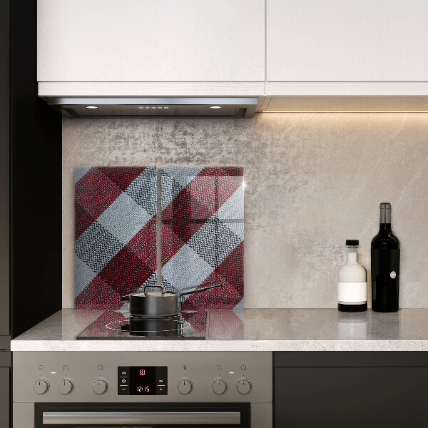 Kuchynská doska veľká zo skla Červeno-biely kockovaný vzor