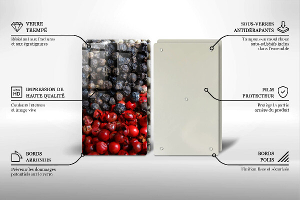 Kuchynská doska veľká zo skla Čierne korenie