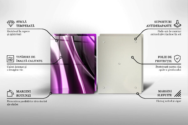 Kuchynská doska veľká zo skla Fialová abstrakcia