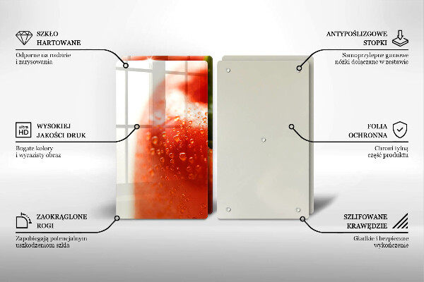 Kuchynská doska veľká zo skla paprika