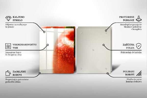 Kuchynská doska veľká zo skla paprika