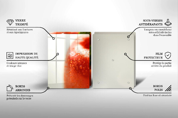 Kuchynská doska veľká zo skla paprika