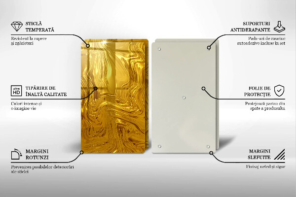 Kuchynská doska veľká zo skla Zlatá textúra