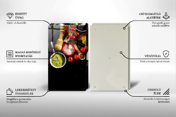 Kuchynská doska veľká zo skla Talianske prísady a koreniny