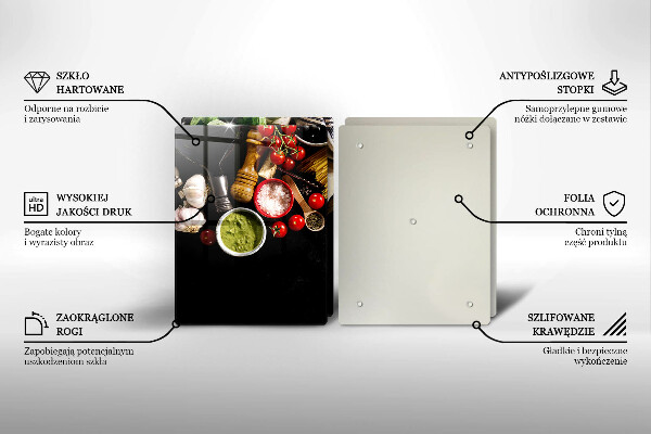 Kuchynská doska veľká zo skla Talianske prísady a koreniny