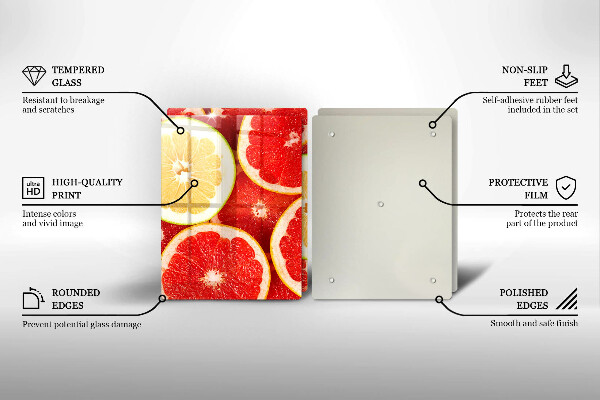 Kuchynská doska veľká zo skla Plátky grapefruitu