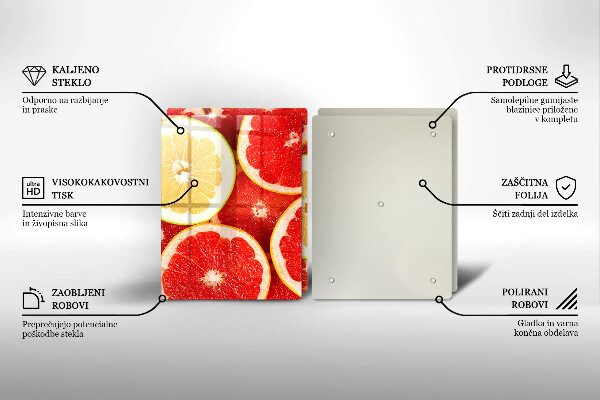Kuchynská doska veľká zo skla Plátky grapefruitu