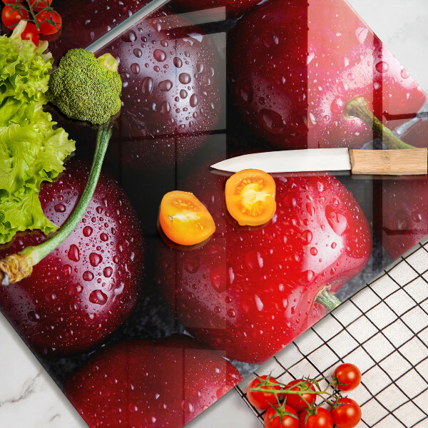 Kuchynská doska veľká zo skla Detailný záber na čerešne