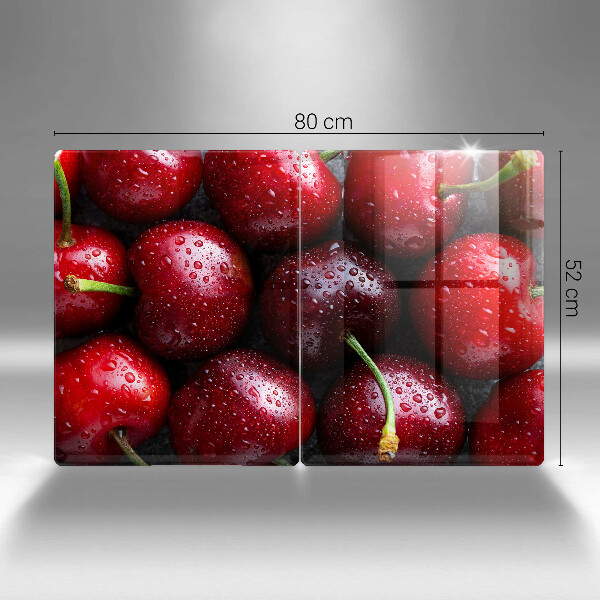 Kuchynská doska veľká zo skla Detailný záber na čerešne