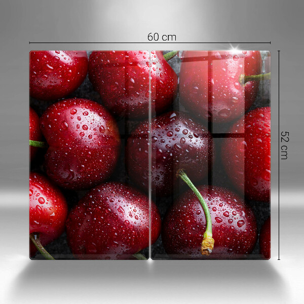 Kuchynská doska veľká zo skla Detailný záber na čerešne