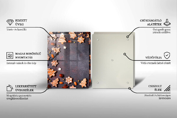 Kuchynská doska veľká zo skla Perníkové Vianoce