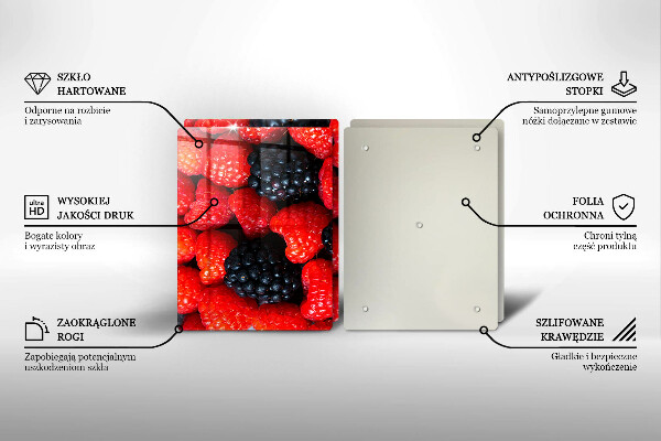 Kuchynská doska veľká zo skla Maliny a černice