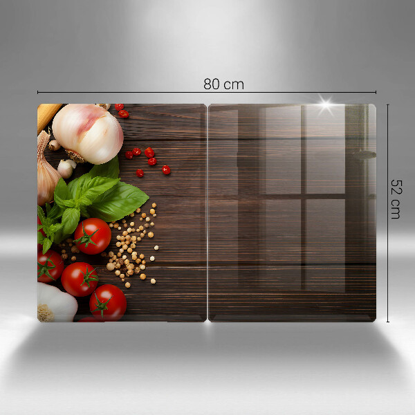Kuchynská doska veľká zo skla Zelenina na stole