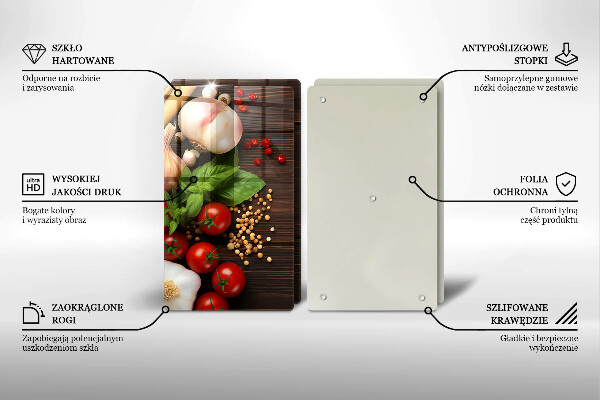 Kuchynská doska veľká zo skla Zelenina na stole