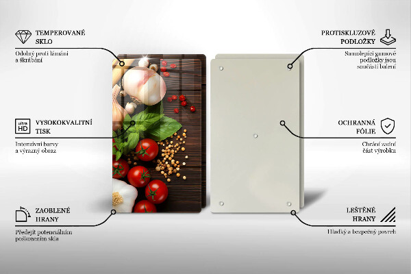 Kuchynská doska veľká zo skla Zelenina na stole