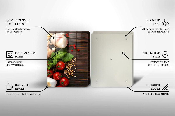 Kuchynská doska veľká zo skla Zelenina na stole
