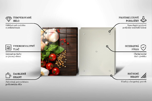 Kuchynská doska veľká zo skla Zelenina na stole