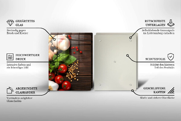 Kuchynská doska veľká zo skla Zelenina na stole