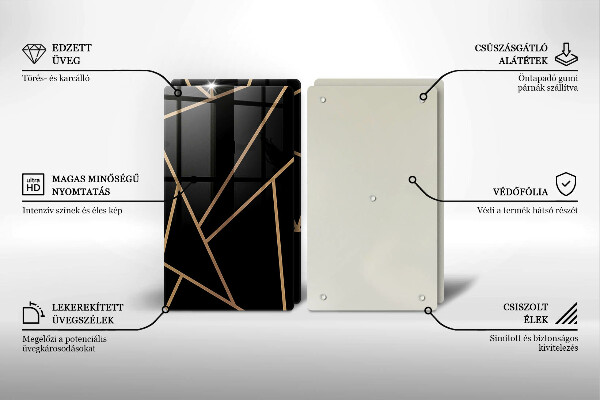 Kuchynská doska veľká zo skla Čierna abstrakcia