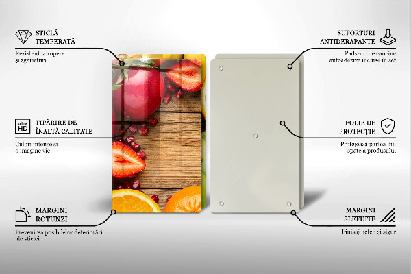 Kuchynská doska veľká zo skla Čerstvé ovocie
