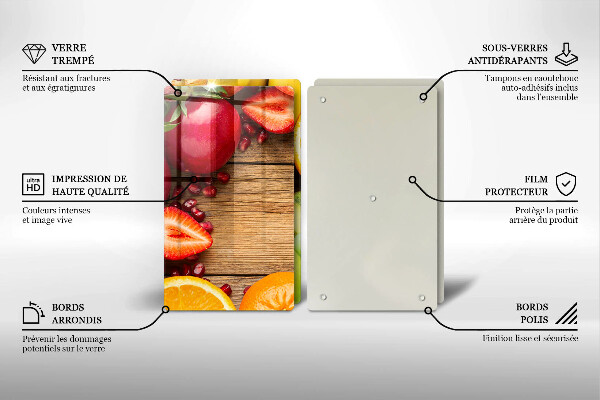 Kuchynská doska veľká zo skla Čerstvé ovocie