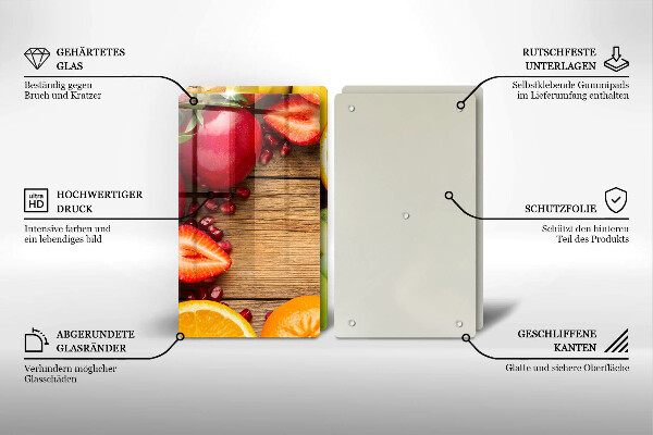 Kuchynská doska veľká zo skla Čerstvé ovocie