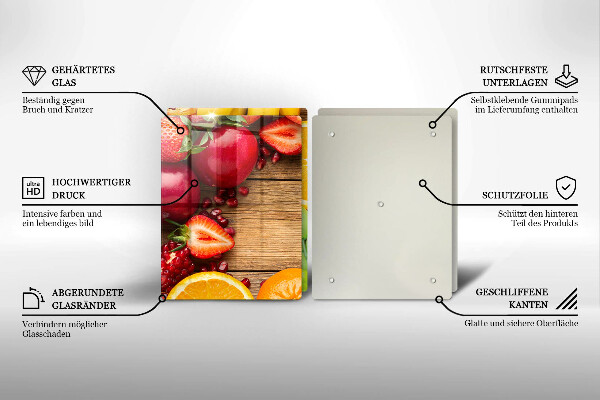 Kuchynská doska veľká zo skla Čerstvé ovocie