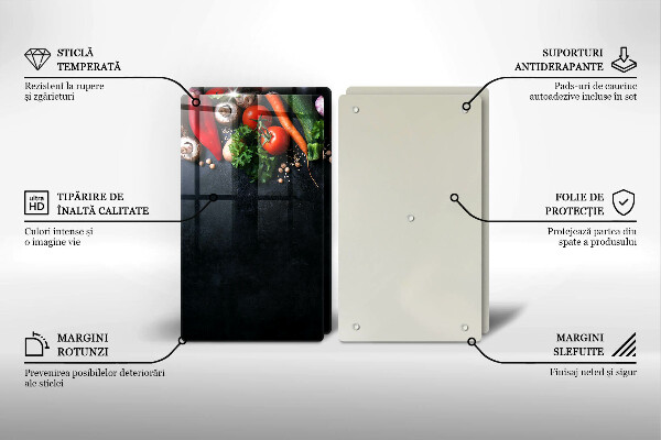 Kuchynská doska veľká zo skla Farebná zelenina