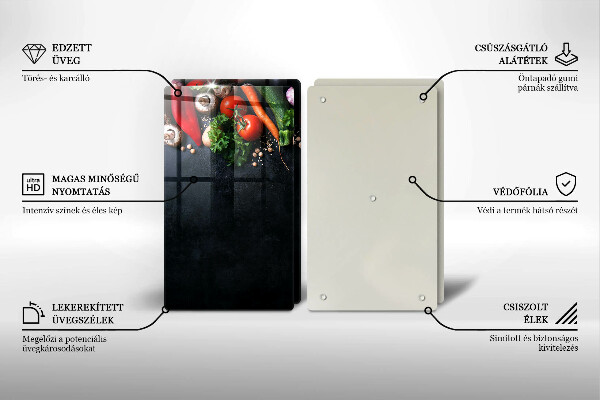 Kuchynská doska veľká zo skla Farebná zelenina