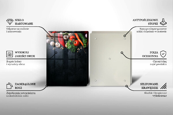 Kuchynská doska veľká zo skla Farebná zelenina