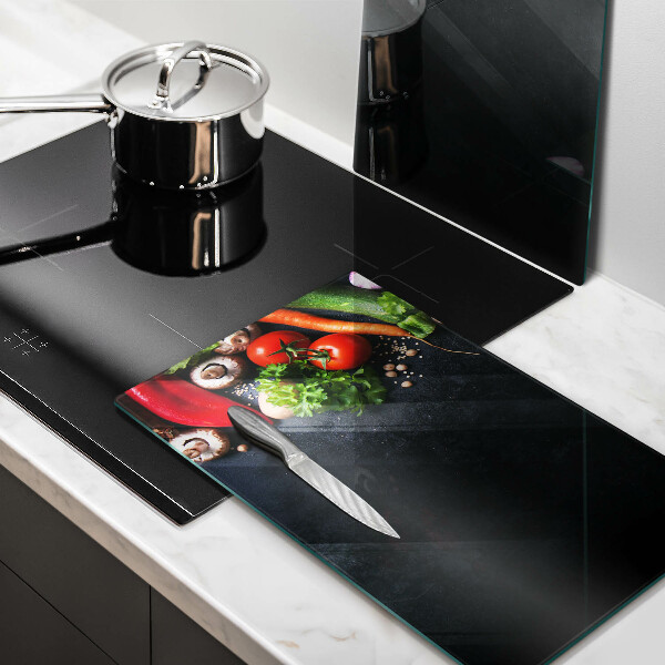 Kuchynská doska veľká zo skla Farebná zelenina