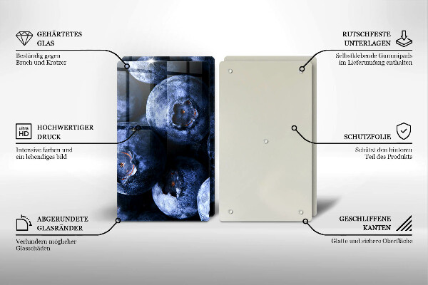 Kuchynská doska veľká zo skla Zblízka bobúľ