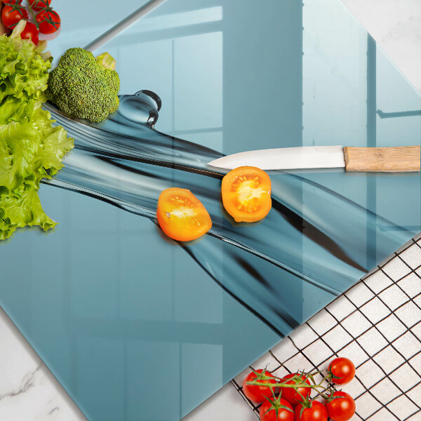 Kuchynská doska veľká zo skla Voda na modrom pozadí