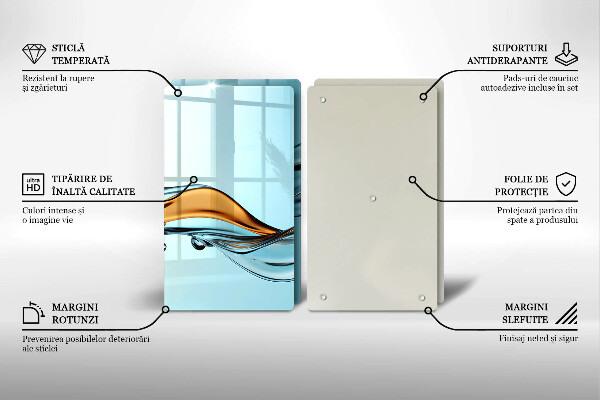 Kuchynská doska veľká zo skla Voda na modrom pozadí
