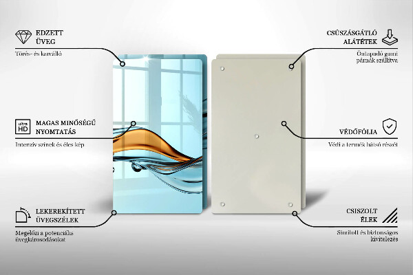 Kuchynská doska veľká zo skla Voda na modrom pozadí