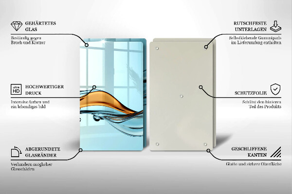 Kuchynská doska veľká zo skla Voda na modrom pozadí
