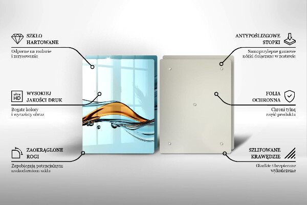 Kuchynská doska veľká zo skla Voda na modrom pozadí