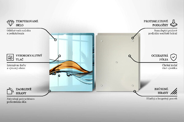 Kuchynská doska veľká zo skla Voda na modrom pozadí