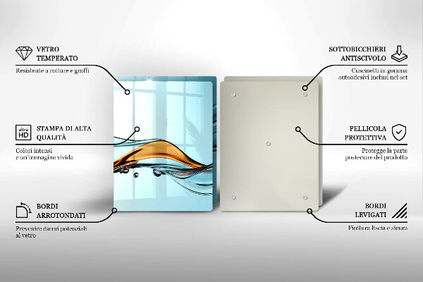 Kuchynská doska veľká zo skla Voda na modrom pozadí