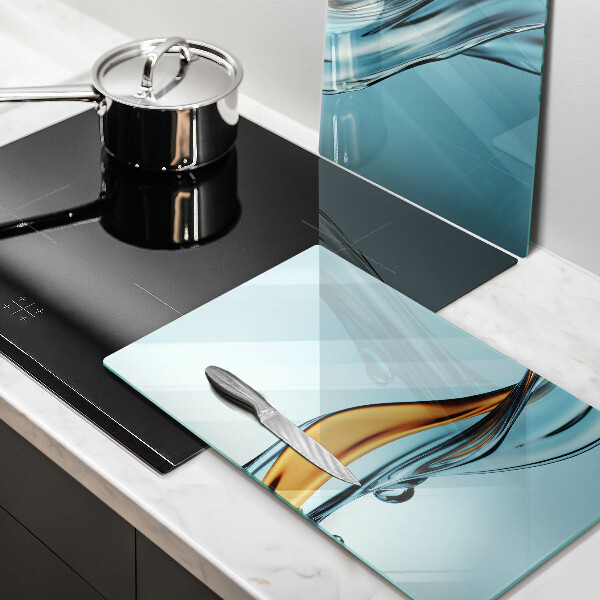 Kuchynská doska veľká zo skla Voda na modrom pozadí