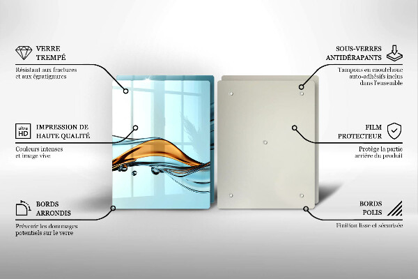 Kuchynská doska veľká zo skla Voda na modrom pozadí