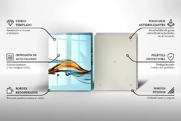 Kuchynská doska veľká zo skla Voda na modrom pozadí