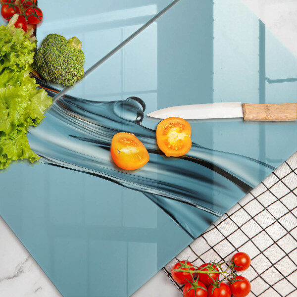 Kuchynská doska veľká zo skla Voda na modrom pozadí