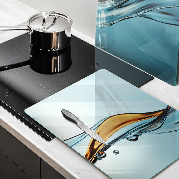 Kuchynská doska veľká zo skla Voda na modrom pozadí