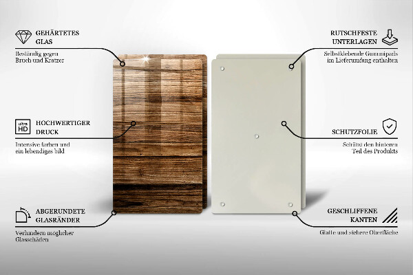 Kuchynská doska veľká zo skla Textúra dreva